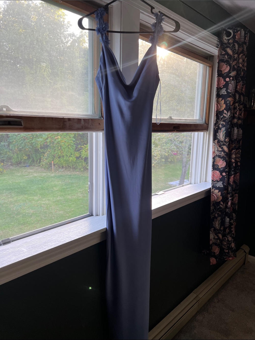 Altar'd State Slate Blue Cowl Slip Maxi Dress